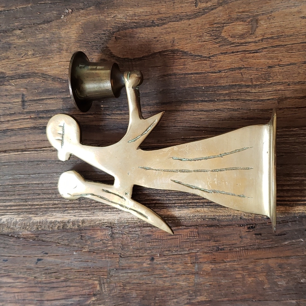 Vintage brass angel candle stick holder